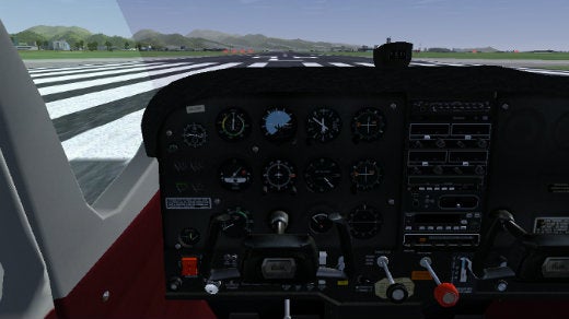 Screenshot of the cockpit of the virtual game Flightgear
